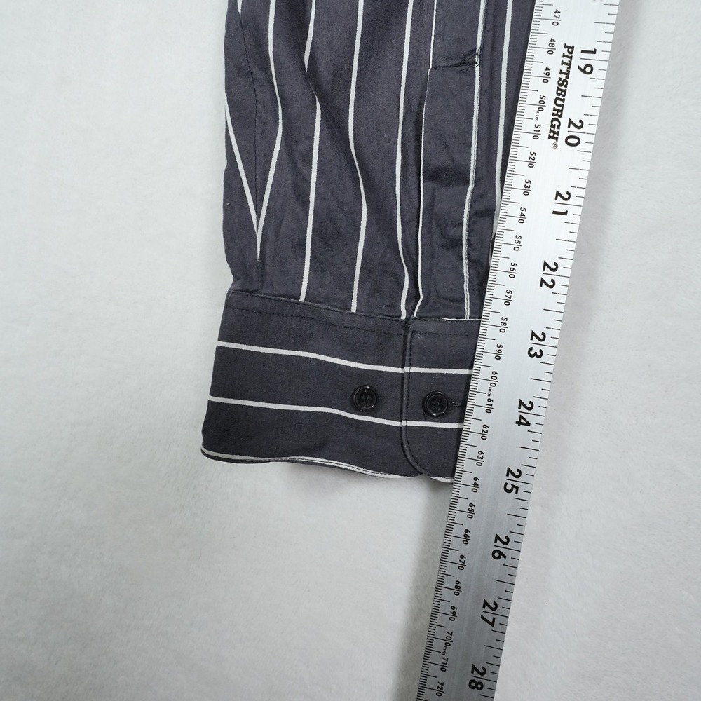 Bocci Mens XL Gray White Striped Cotton Long Sleeve Button Down Shirt XL 17-17.5 - Picture 8 of 8